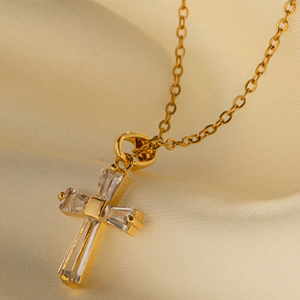 White Cross Pendant Necklace