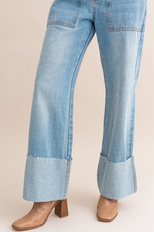 Cuffed High-Waisted Jeans