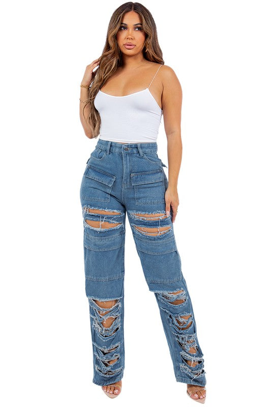 Connect Distressed Cargo Jeans