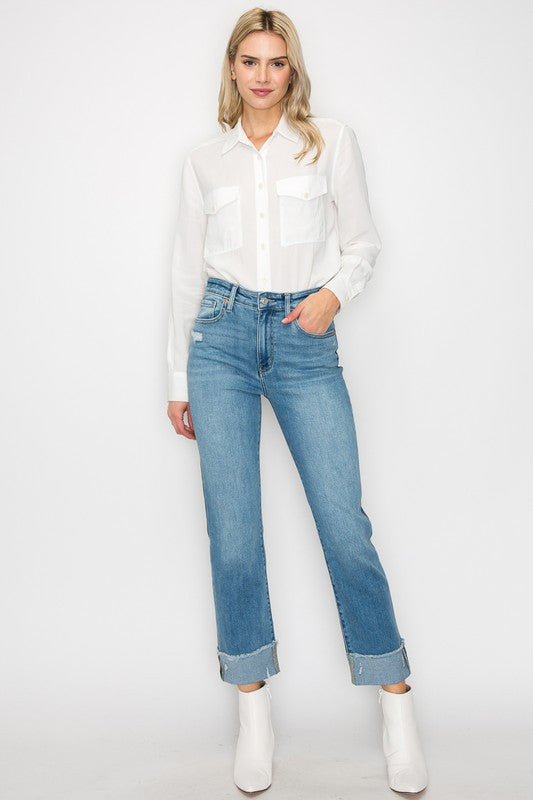 Lacy Two-Tone Jeans