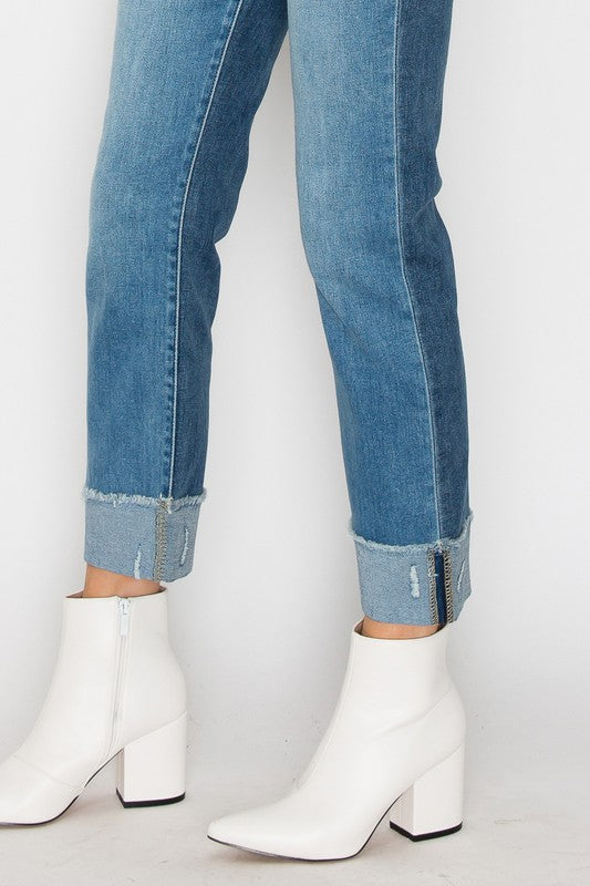 Lacy Two-Tone Jeans