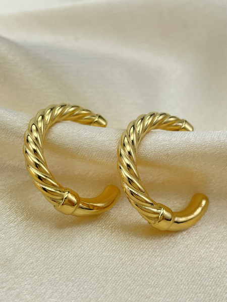 Twisted Gold Hoop Earrings