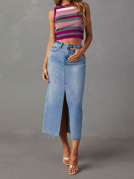 Clara Split Denim Skirt