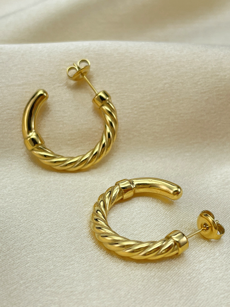 Twisted Gold Hoop Earrings