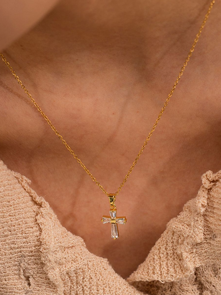 White Cross Pendant Necklace